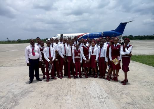 A day in the life of a pilot organised by Modupe Bankole for students of her adopted school