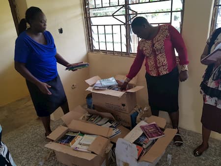 Books donated to the students of Methodist Senior Science College (MSSC) Oron by their mentor Modupe Bankole