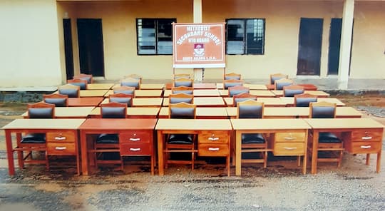 Tables and Chairs for the Teachers of Methodist Secondary School Nto Ndang by their mentor Nsikan Umoren