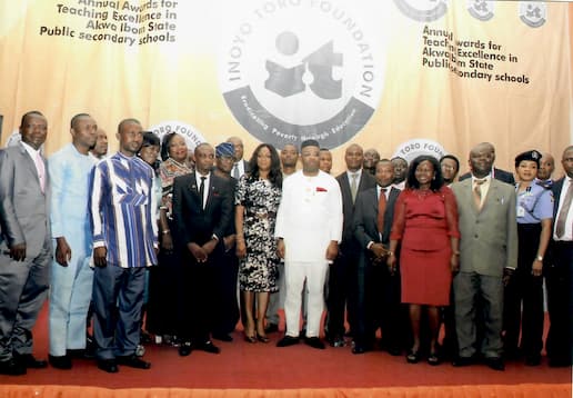 2015 Award Winning Teachers with the Executive Governor of Akwa Ibom State and the Chairperson of Inoyo Toro Foundation